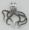 Marcasite / Amethyst Octopus Pin - Sterling Silver