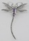 Marcasite / Amethyst Dragonfly Pin or Brooch - Sterling Silver