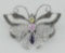 Marcasite Butterfly Pin with Gemstones - Sterling Silver