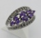 Amethyst Marcasite Ring - Sterling Silver