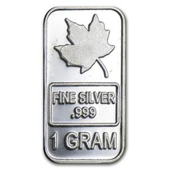 1 gram Silver Bar - Maple Leaf