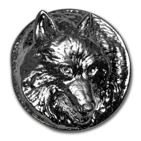 5 oz Silver Round - Yeager Poured Silver (Wolf, UHR)