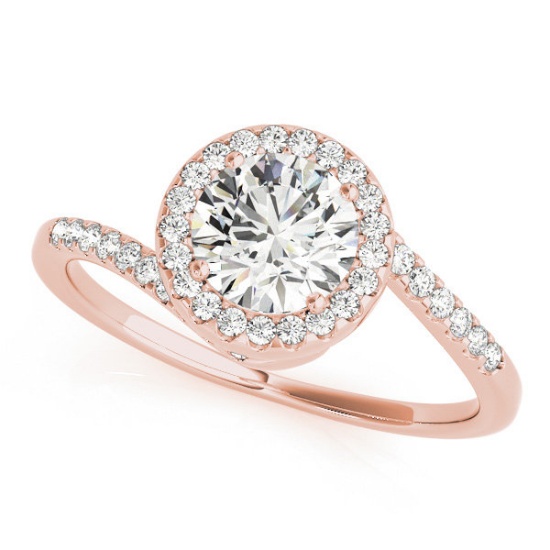 CERTIFIED 18K ROSE GOLD 1.49 CT G-H/VS-SI1 DIAMOND HALO HALO ENGAGEMENT RING