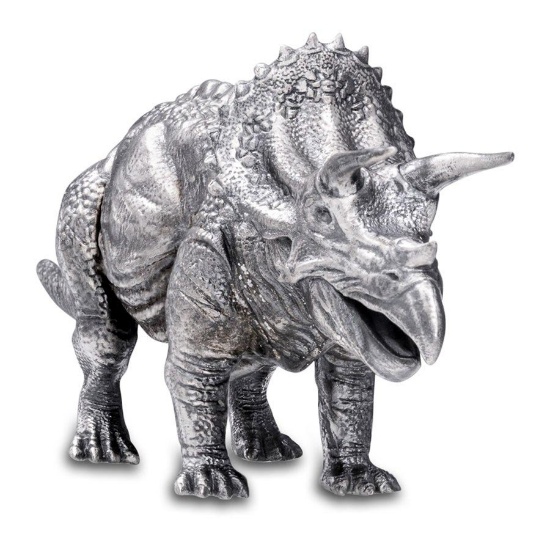 8 oz Silver Antique Statue - Triceratops
