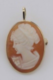 14kt Yellow Gold Hand Carved Italian Cameo Pin / Pendant