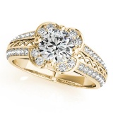 CERTIFIED 18K YELLOW GOLD .88 CT G-H/VS-SI1 DIAMOND HALO ENGAGEMENT RING