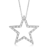 Star Shaped Diamond Pendant Necklace 14k White Gold (0.10ct)