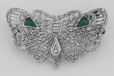 Art Deco Style Filigree Diamond Butterfly Pin - Sterling Silver