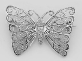 Filigree Butterfly Pin / Brooch - Sterling Silver
