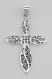 Beautiful Antique Style Filigree Cross Pendant - Sterling Silver