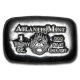 1 oz Silver Bar - Atlantis Mint (Skull & Flames)