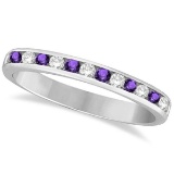 Amethyst and Diamond Semi-Eternity Channel Ring 14k White Gold (0.40ct)