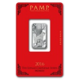 10 gram Silver Bar - PAMP Suisse (Year of the Monkey)