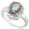 2 3/5 CARAT MYSTIC GEMSTONE & DIAMOND 925 STERLING SILVER RING