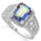 2 CARAT MYSTIC GEMSTONE & DIAMOND 925 STERLING SILVER RING