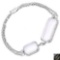 12.84 Carat Genuine White Agate And White Topaz .925 Sterling Silver Bracelet