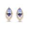 0.55 Carat Genuine Tanzanite and White Diamond 14K Yellow Gold Earrings