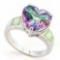 5 CARAT CREATED MYSTIC GEMSTONE & 1 1/5 CARAT CREATED FIRE OPAL 925 STERLING SILVER RING
