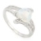 1 1/5 CARAT CREATED FIRE OPAL & (10 PCS) CREATED WHITE SAPPHIRE 925 STERLING SILVER RING