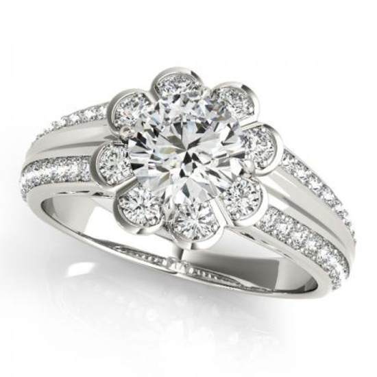 CERTIFIED PLATINUM 1.18 CT G-H/VS-SI1 DIAMOND HALO ENGAGEMENT RING