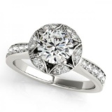 CERTIFIED PLATINUM 1.30 CT G-H/VS-SI1 DIAMOND HALO ENGAGEMENT RING