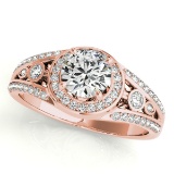 CERTIFIED 18K ROSE GOLD 1.15 CT G-H/VS-SI1 DIAMOND HALO ENGAGEMENT RING