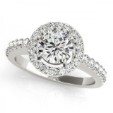 CERTIFIED PLATINUM 1.03 CT G-H/VS-SI1 DIAMOND HALO ENGAGEMENT RING