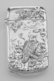 Repousse Wildlife Birds Match Safe Holder Vesta Case - Sterling Silver