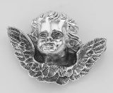 Winged Cherub Head Pin or Brooch - Sterling Silver