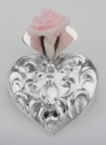 Victorian Style Repousse Heart Vase Pin - Sterling Silver