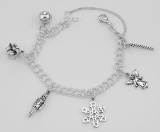 Beautiful Merry Christmas Charm Bracelet - Sterling Silver - Holiday