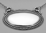 Blank Liquor Decanter Label / Tag Oval beaded Border Sterling Silver