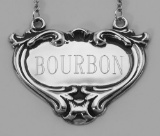 Bourbon Liquor Decanter Label / Tag - Sterling Silver