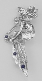 Art Nouveau Style Fairy Pin with Lapis - Sterling Silver