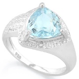 2 4/5 CARAT BABY SWISS BLUE TOPAZ & DIAMOND 925 STERLING SILVER RING