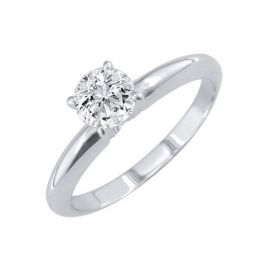 Certified 1.01 CTW Round Diamond Solitaire 14k Ring F/SI2