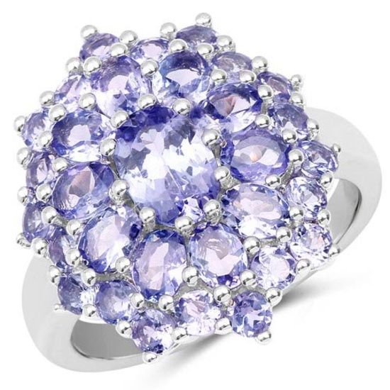 3.85 Carat Genuine Tanzanite .925 Sterling Silver Ring