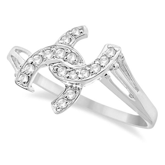 Double Horseshoe Diamond Ring in 14K White Gold (0.10ct)