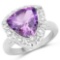 4.05 Carat Genuine Amethyst and White Topaz .925 Sterling Silver Ring