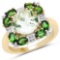 14K Yellow Gold Plated 5.36 Carat Genuine Green Amethyst, Chrome Diopside and White Topaz .925 Sterl
