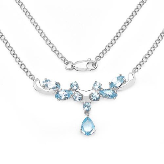 3.57 Carat Genuine Blue Topaz .925 Sterling Silver Necklace