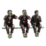 9426 ZOMBIES SPEAK, SEE, HEAR NO EVIL SHELF SITTERS Hand Painted Cold Cast Resin