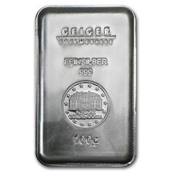 100 gram Silver Bar - Geiger (Security Line Series)