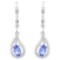 0.93 CT GENUINE TANZANITE & 2PCS GENUINE DIAMOND 925 STERLING SILVER EARRINGS