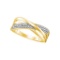 10kt Yellow Gold Womens Round Diamond Crossover Band Ring .02 Cttw