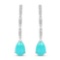 5.65 Carat Genuine Turquoise and White Topaz .925 Sterling Silver Earrings
