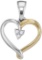 Two-tone Sterling Silver Womens Round Diamond Heart Cluster Pendant 1/20 Cttw