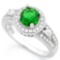 1 CARAT CREATED EMERALD 925 STERLING SILVER HALO RING