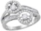 10kt White Gold Womens Round Diamond Moving 2-stone Hearts Together Bridal Wedding Engagement Ring 7