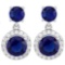 CREATED BLUE SAPPHIRE 925 STERLING SILVER EARRINGS